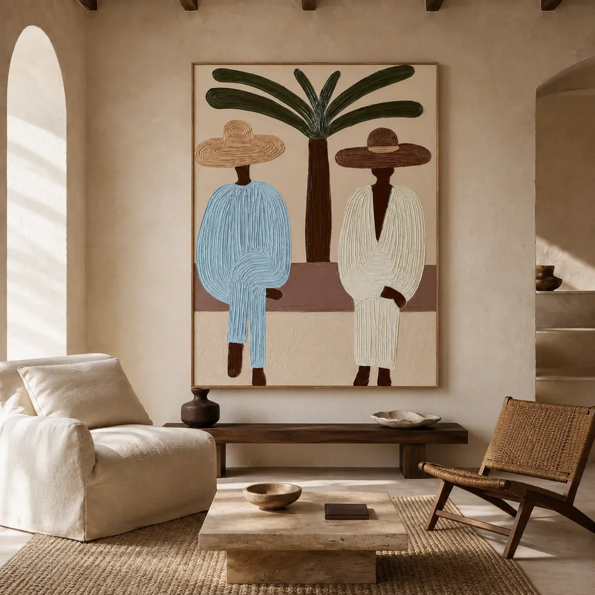 Palm Companions Figure Wall Art styled interior scene 1 | Olyrel