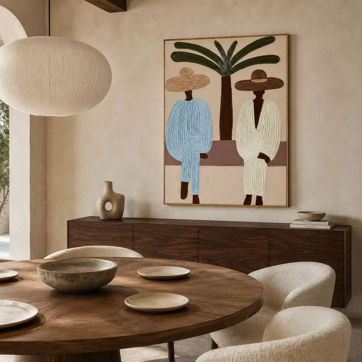 Palm Companions Figure Wall Art styled interior scene 2 | Olyrel