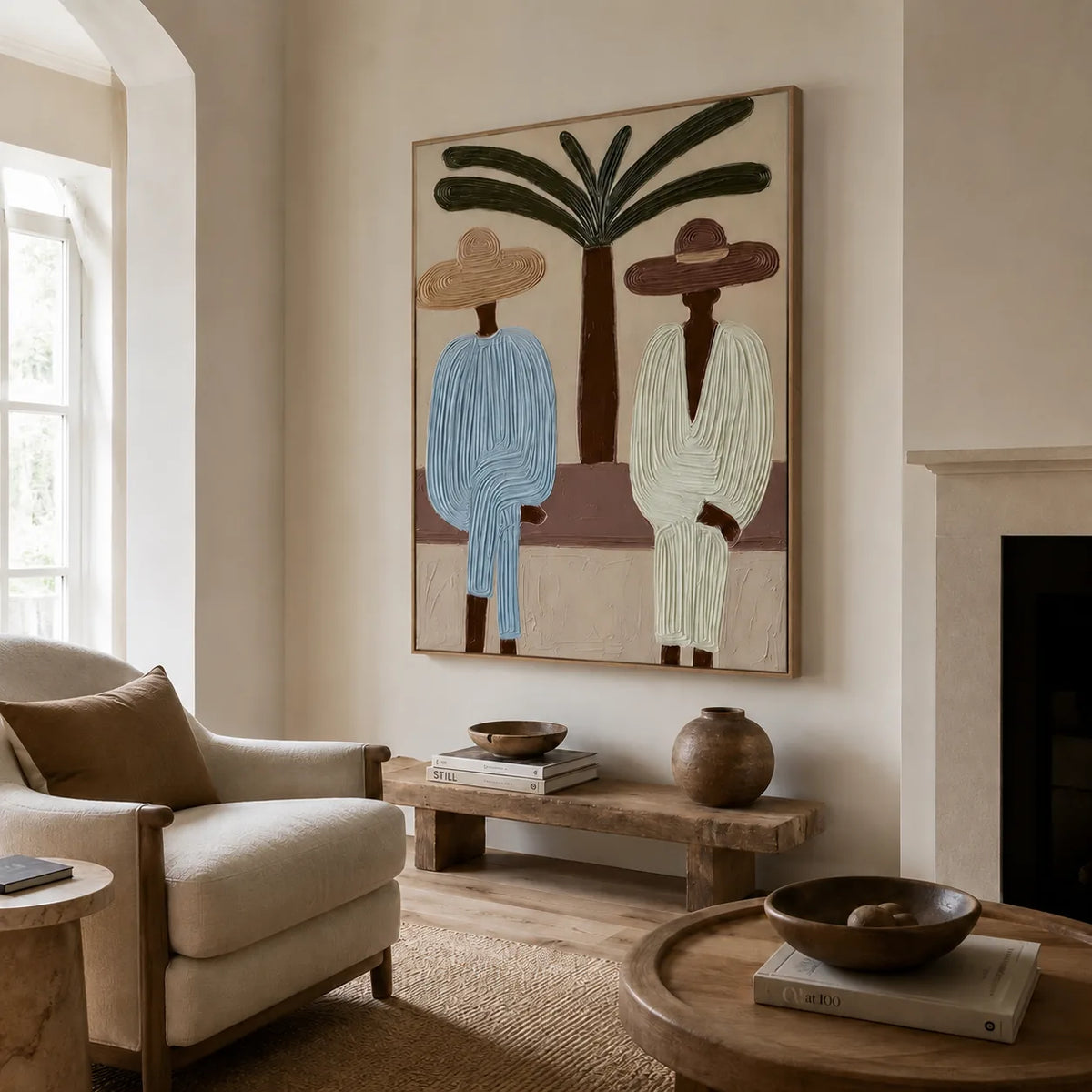 Palm Companions Figure Wall Art styled interior scene 3 | Olyrel