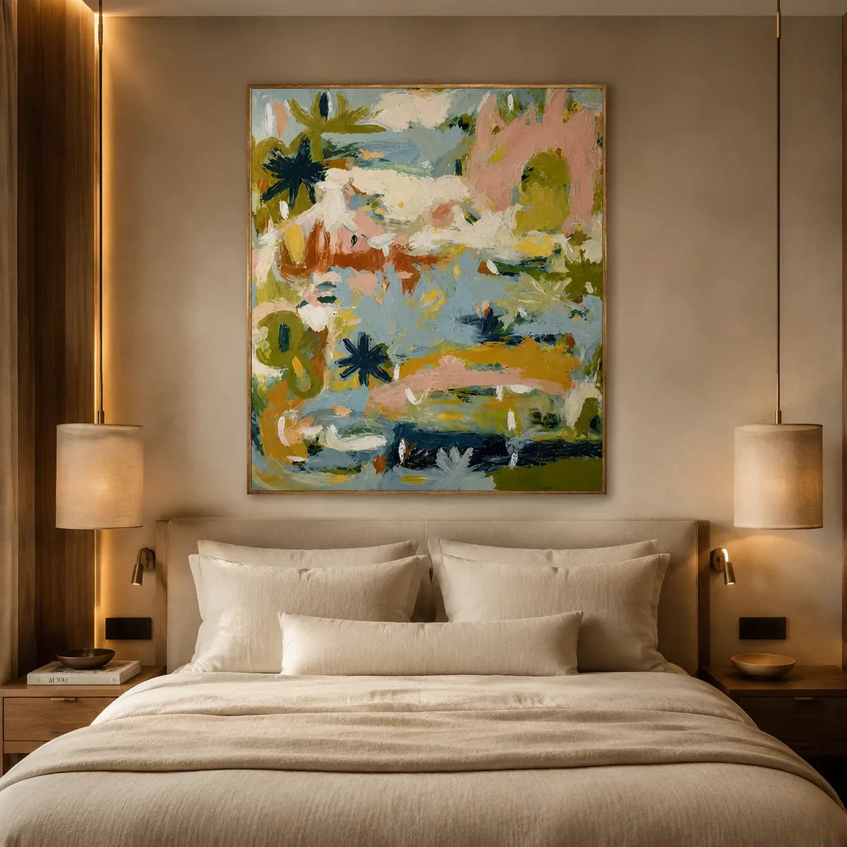 Pastel Thicket Abstract Wall Art styled interior scene 2 | Olyrel