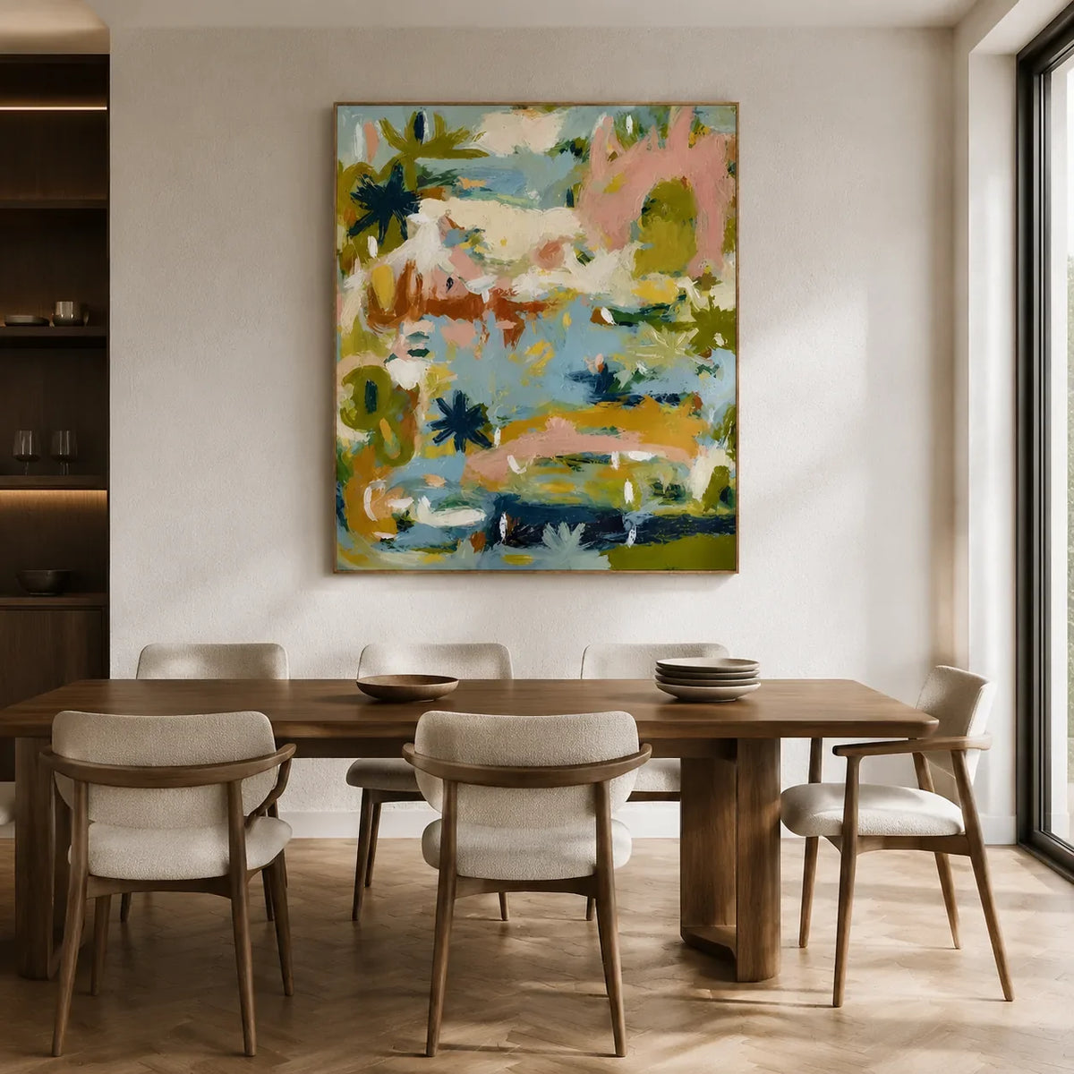 Pastel Thicket Abstract Wall Art styled interior scene 3 | Olyrel