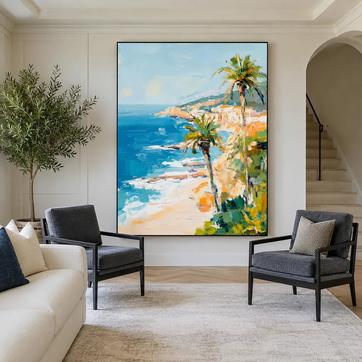 Palm Coast Coastal Wall Art styled interior scene 2 | Olyrel