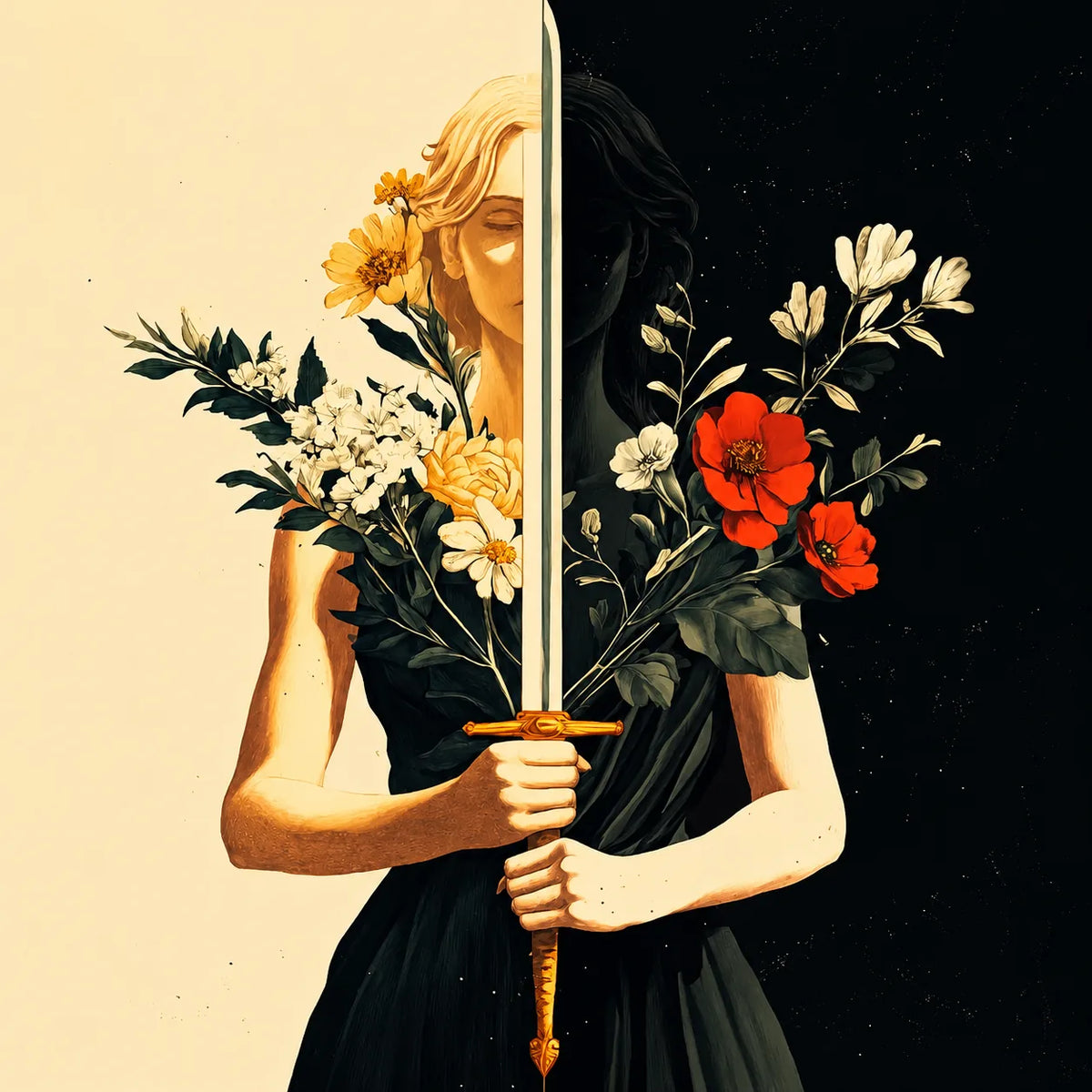 Floral Mirror Figure Wall Art artwork view | Olyrel