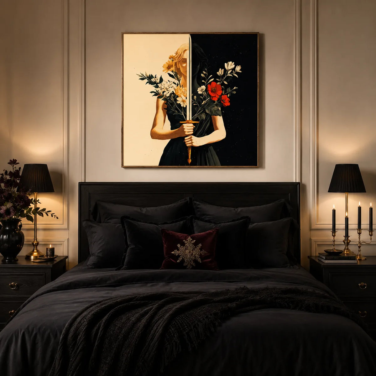 Floral Mirror Figure Wall Art styled interior scene 2 | Olyrel