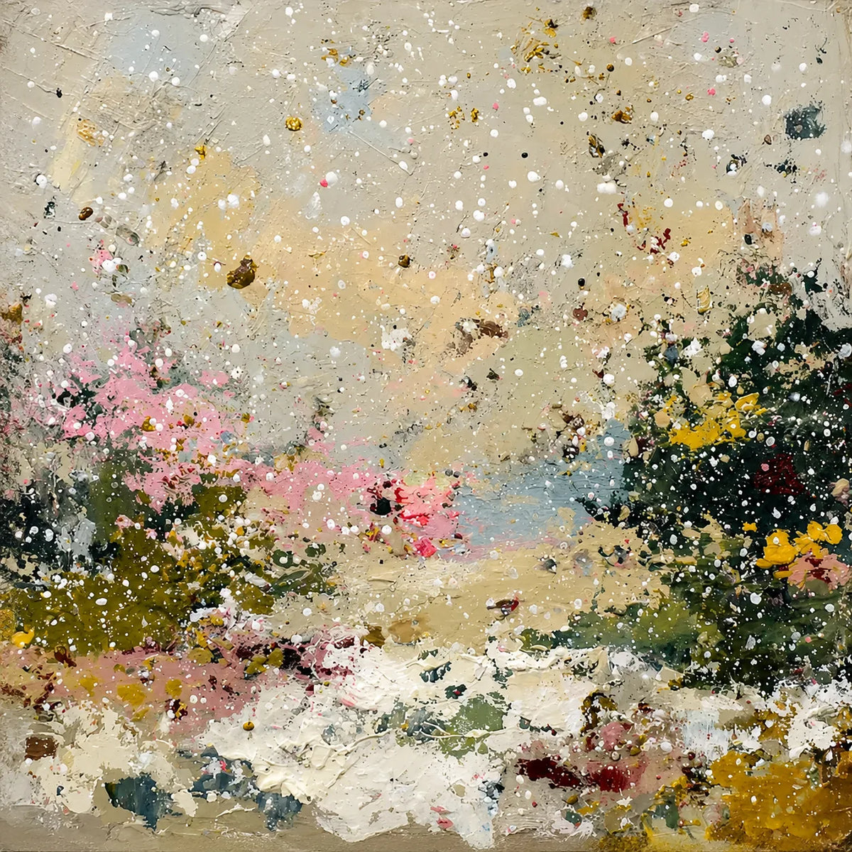 Pastel Snowfall Abstract Wall Art artwork view | Olyrel