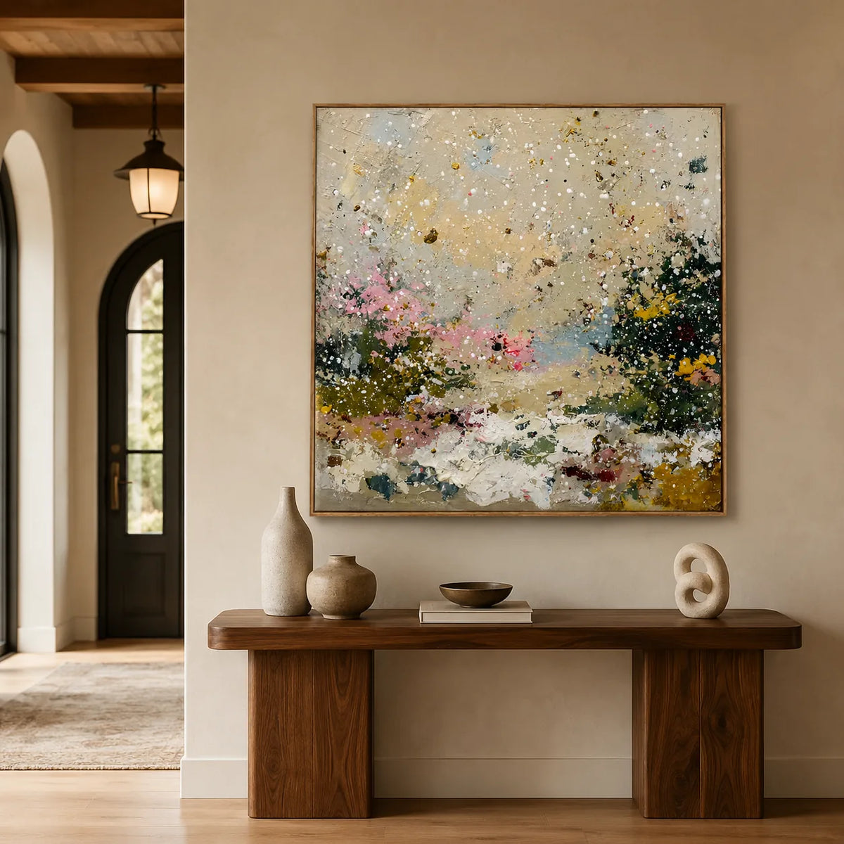 Pastel Snowfall Abstract Wall Art styled interior scene 5 | Olyrel