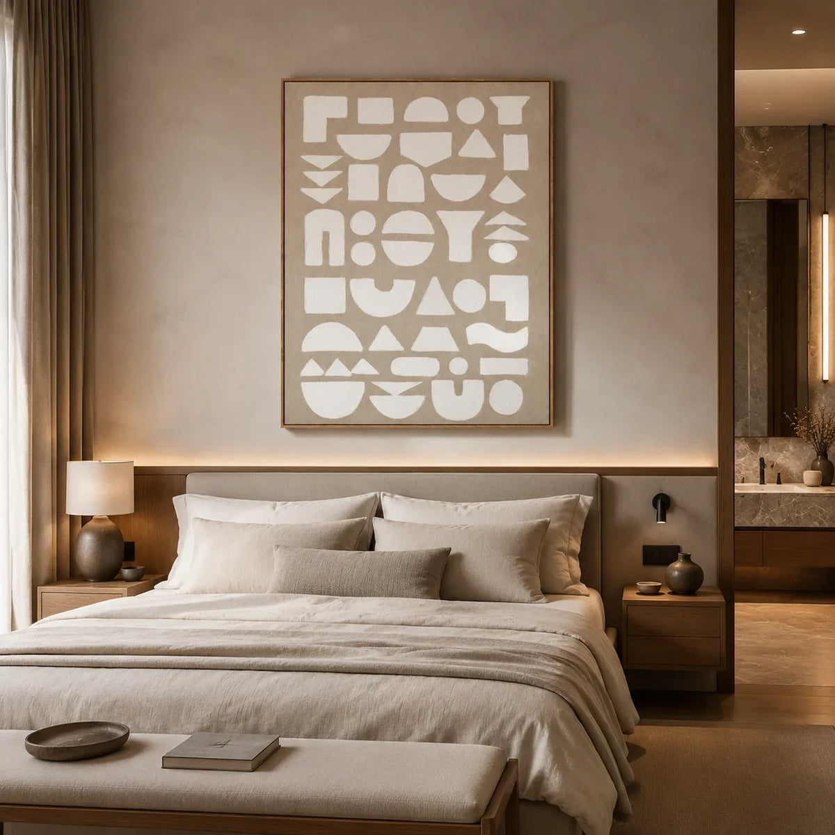 Ivory Glyph Abstract Wall Art styled interior scene 4 | Olyrel