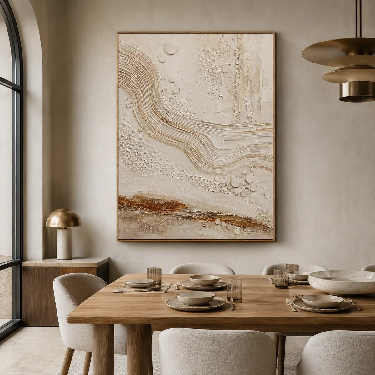 Ivory Current Relief Wall Art styled interior scene 2 | Olyrel
