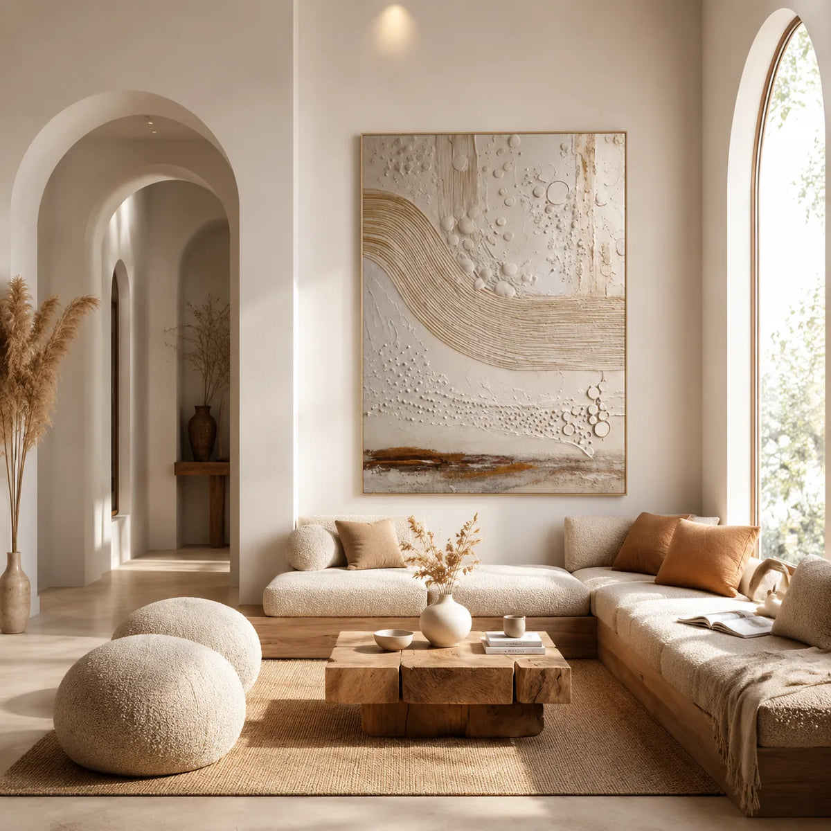 Ivory Current Relief Wall Art styled interior scene 4 | Olyrel
