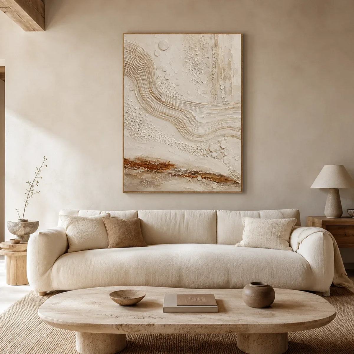 Ivory Current Relief Wall Art styled interior scene 5 | Olyrel