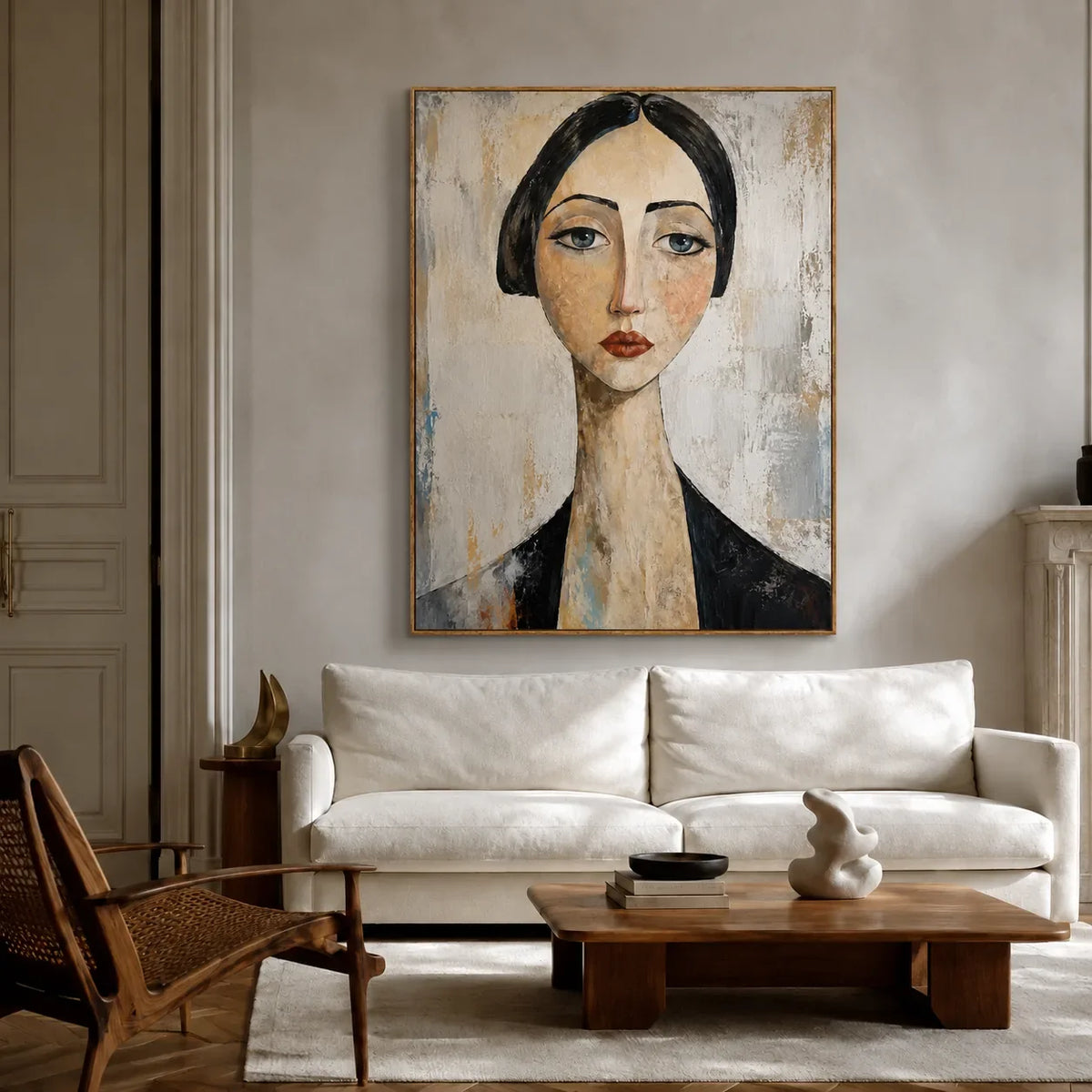 Quiet Gaze Portrait Wall Art styled interior scene 1 | Olyrel
