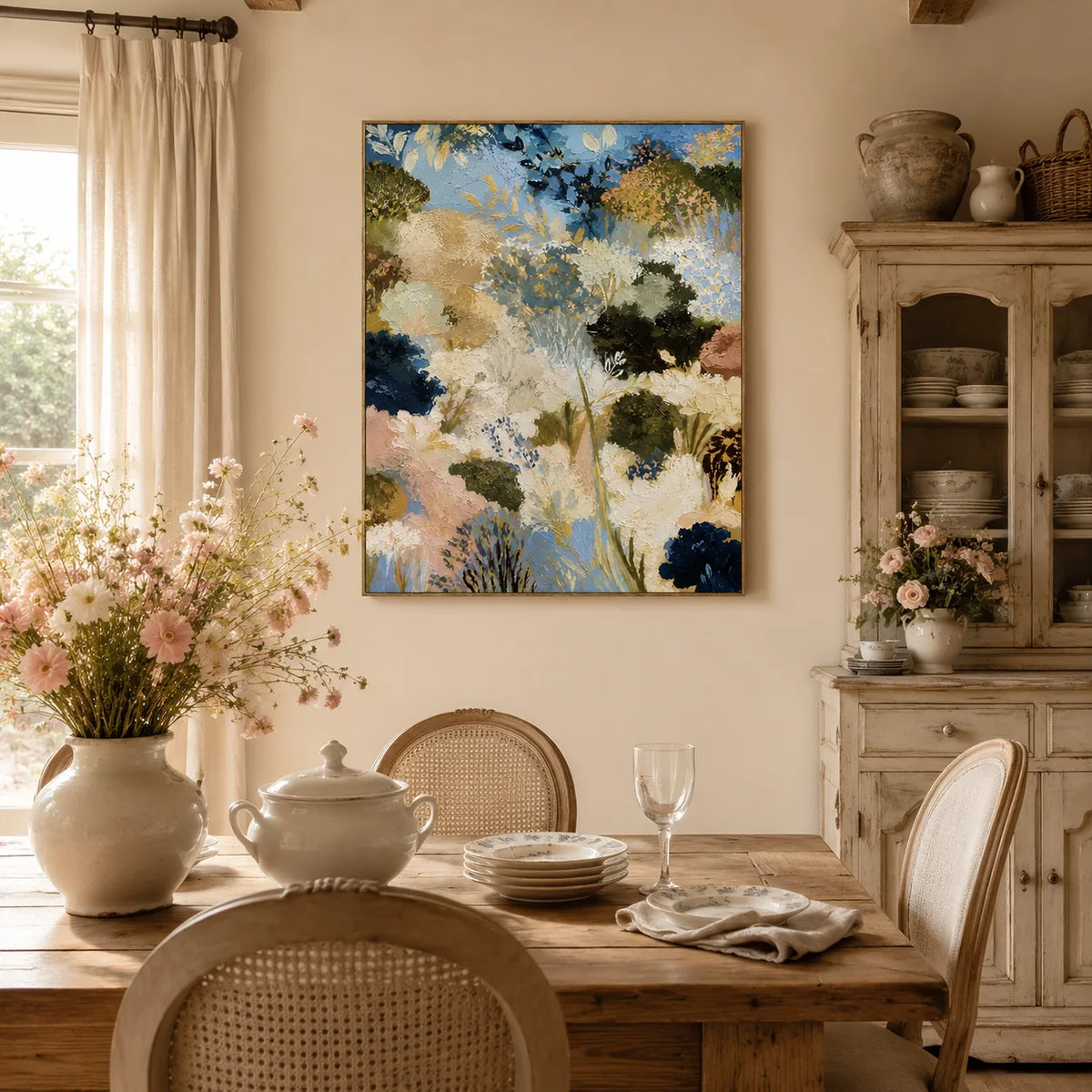 Blue Garden Floral Wall Art styled interior scene 4 | Olyrel