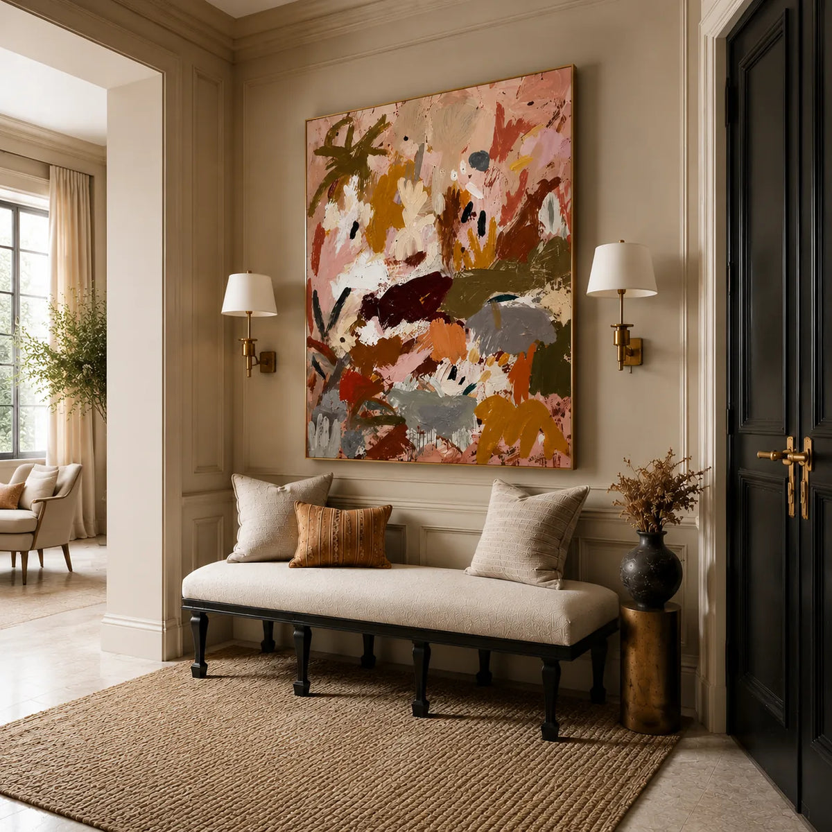 Blush Meadow Abstract Wall Art styled interior scene 5 | Olyrel