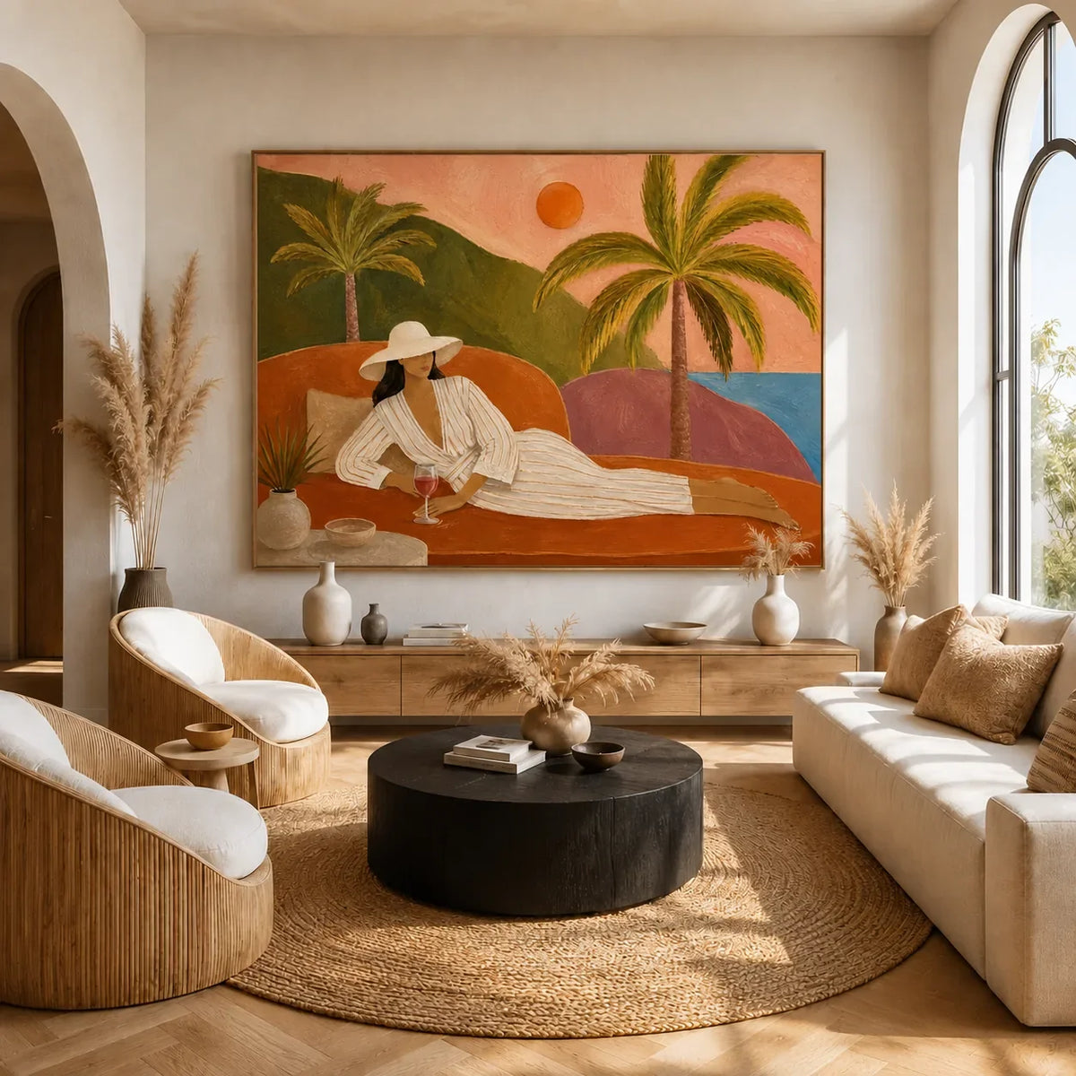 Tropical Reverie Figure Wall Art styled interior scene 1 | Olyrel