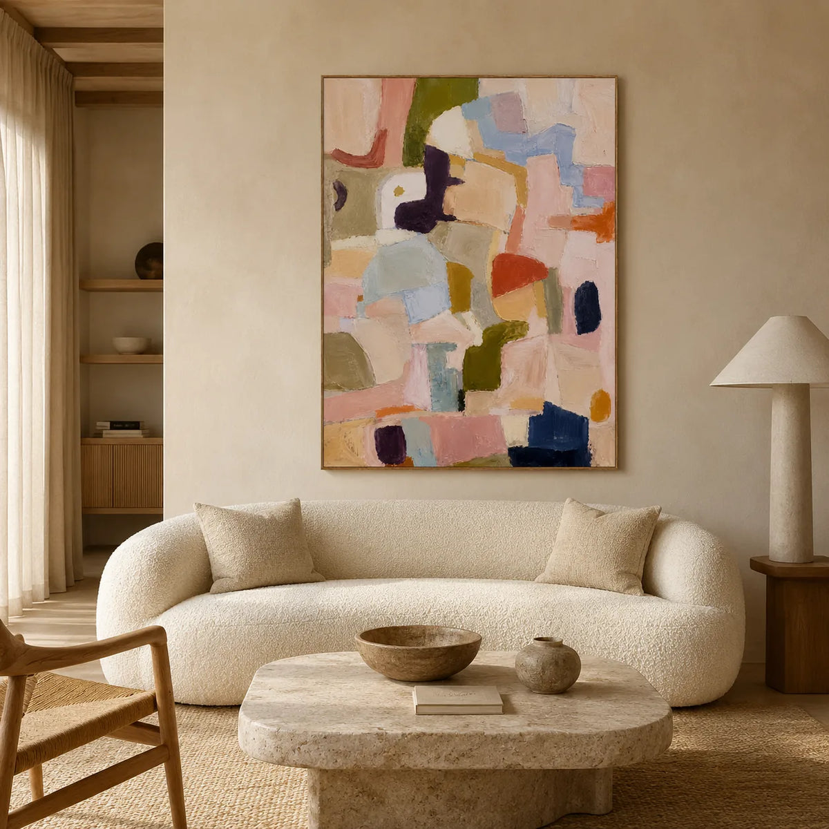 Pastel Mosaic Abstract Wall Art styled interior scene 1 | Olyrel
