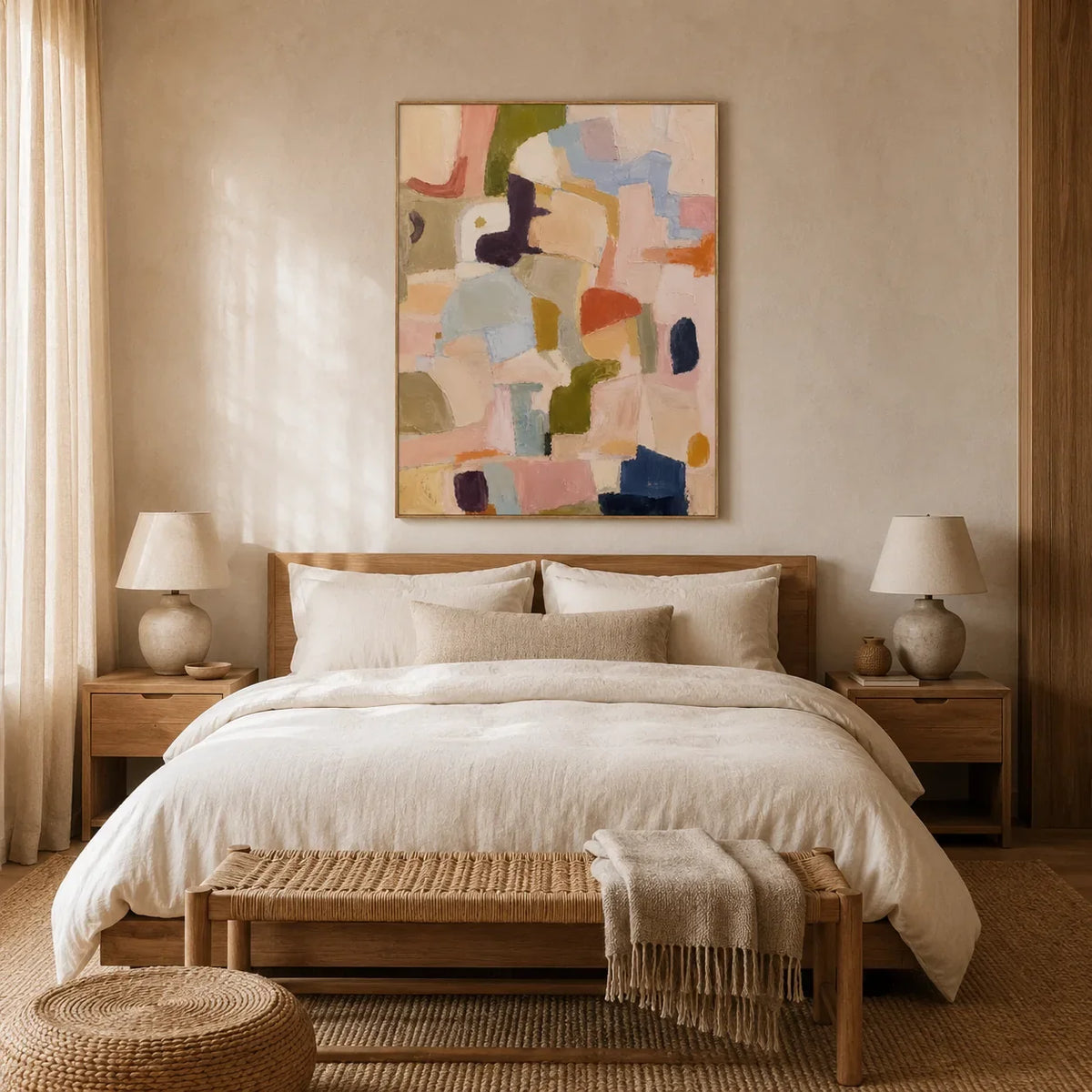 Pastel Mosaic Abstract Wall Art styled interior scene 2 | Olyrel