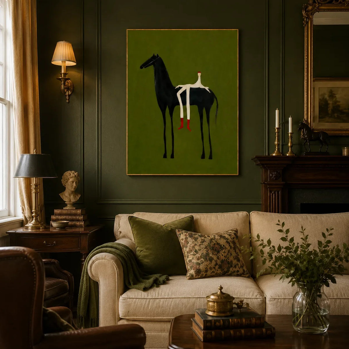 Olive Rider Horse Wall Art styled interior scene 1 | Olyrel