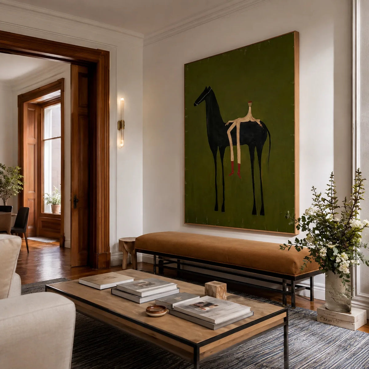 Olive Rider Horse Wall Art styled interior scene 2 | Olyrel