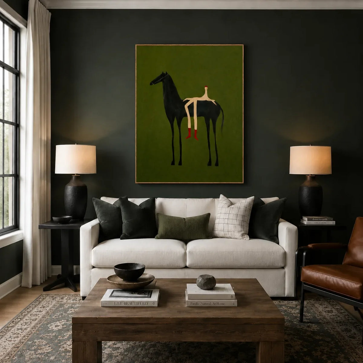 Olive Rider Horse Wall Art styled interior scene 3 | Olyrel