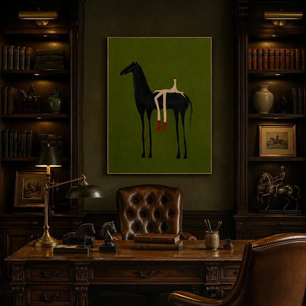Olive Rider Horse Wall Art styled interior scene 4 | Olyrel