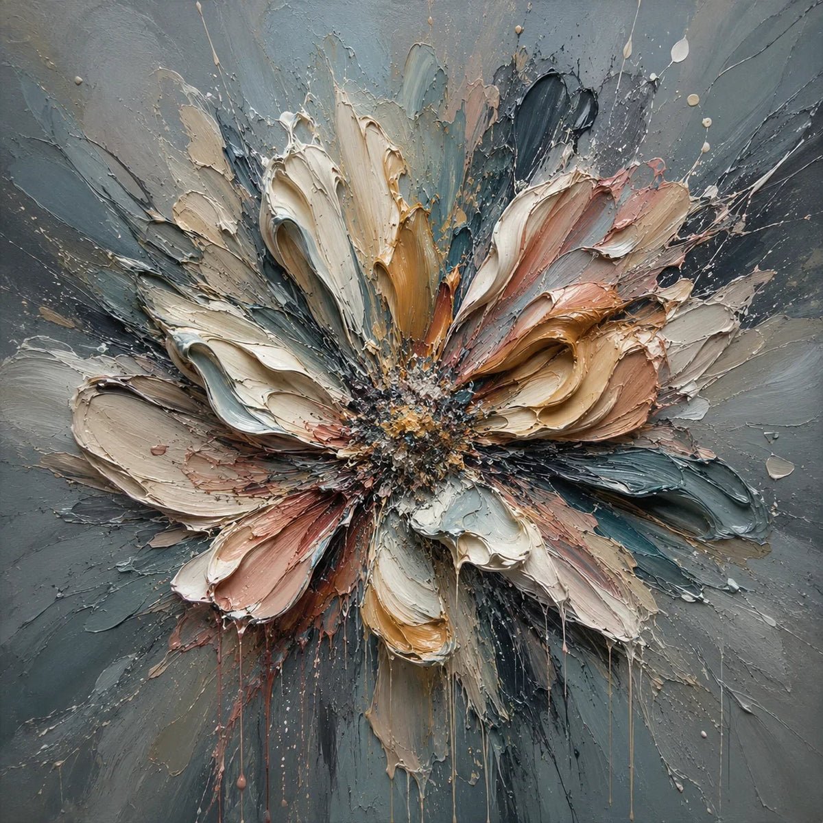 Original artwork view of Silver Petal Floral Wall Art | Olyrel