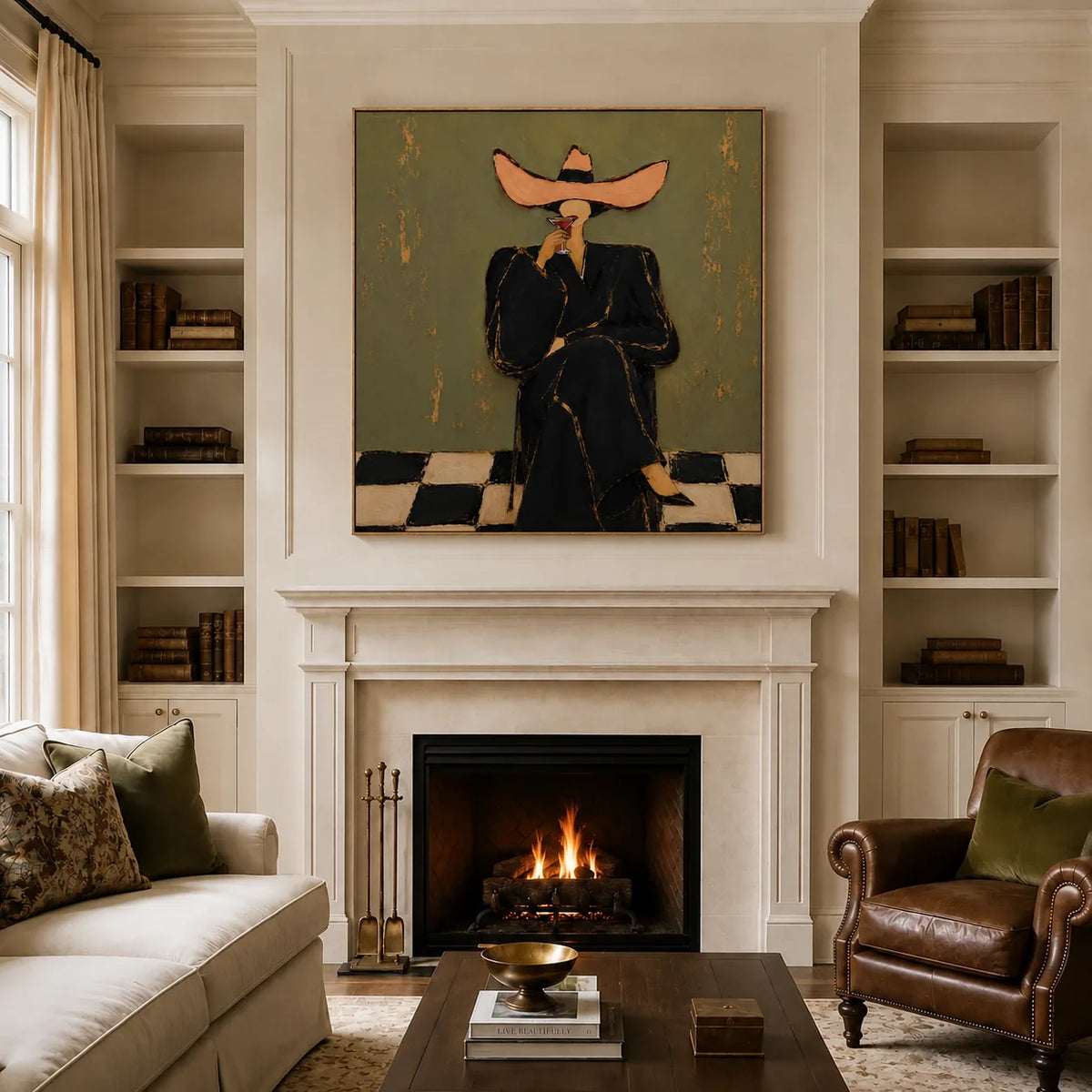 Coral Hat Figure Wall Art styled interior scene 4 | Olyrel