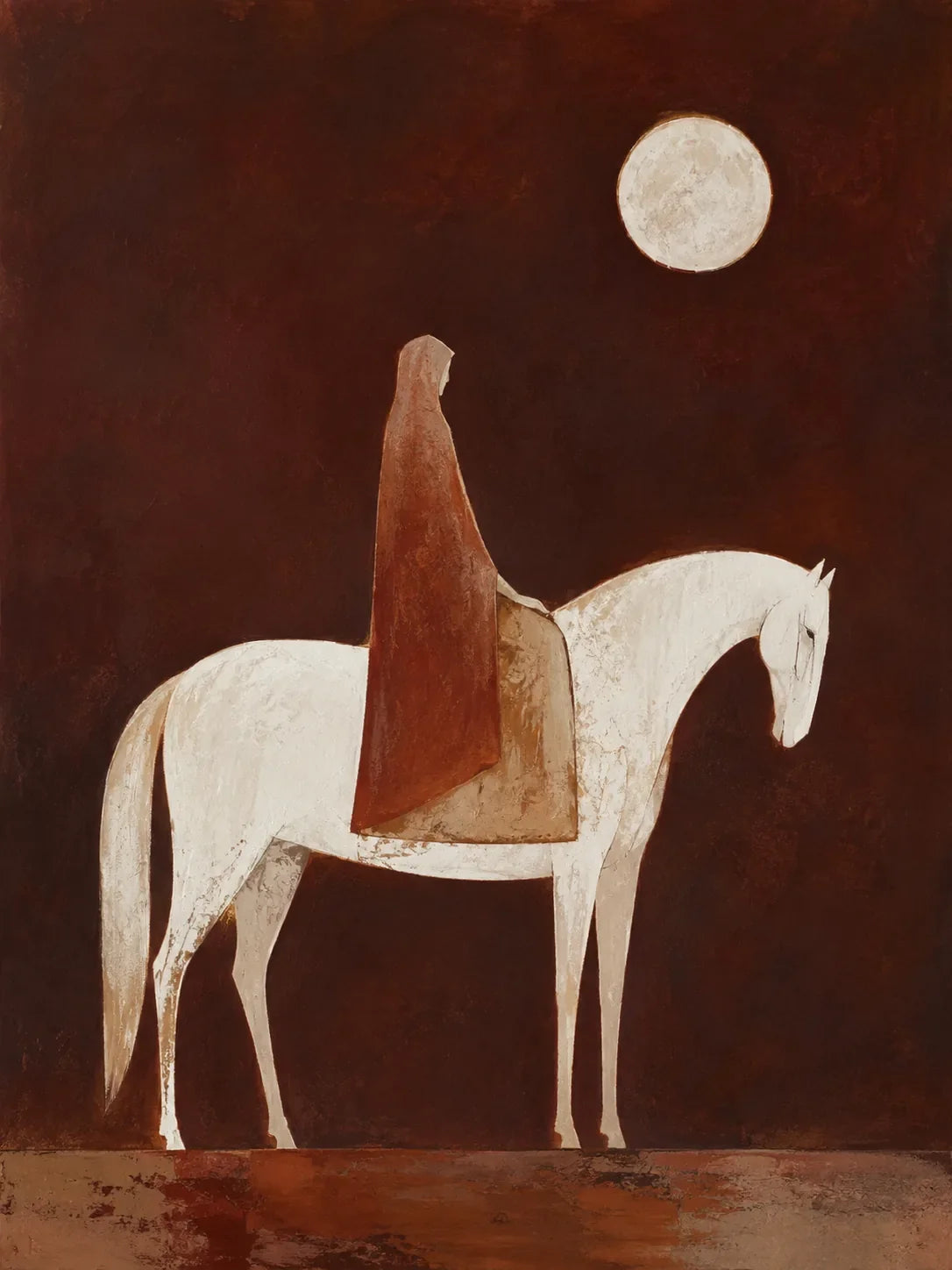 Moonlit White Horse Wall Art artwork view | Olyrel