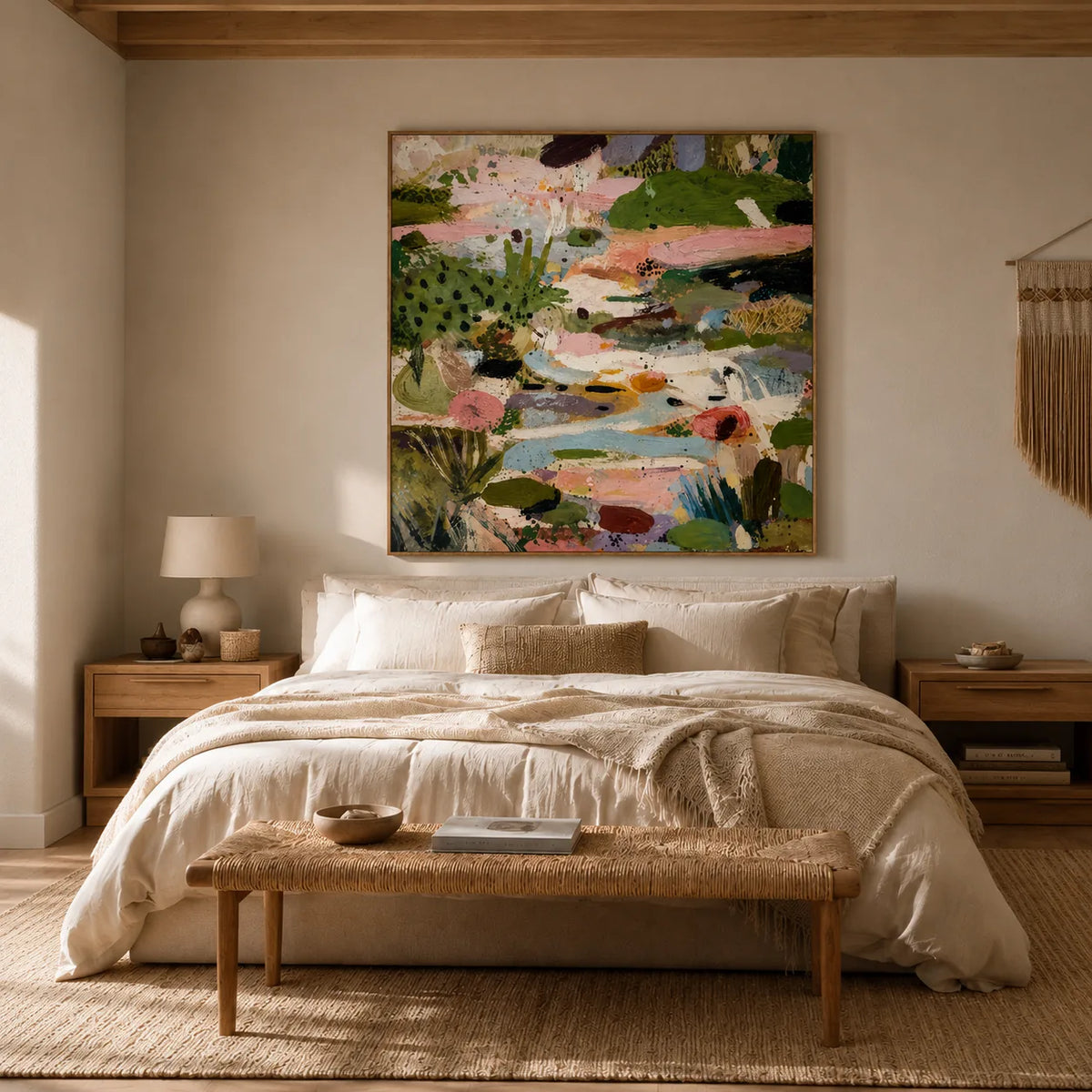 Meadow Patch Abstract Wall Art styled interior scene 5 | Olyrel