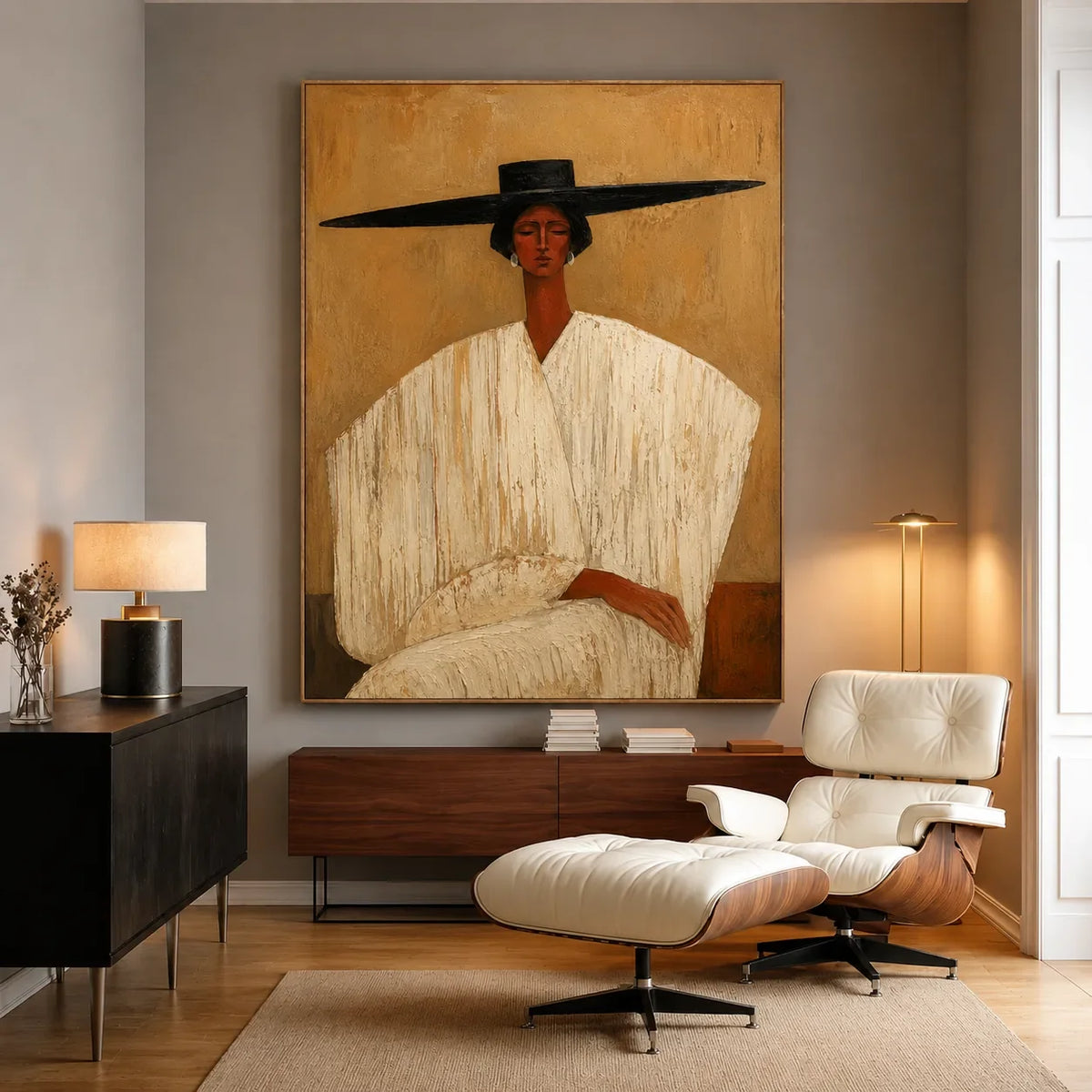 Wide Brim Figure Wall Art styled interior scene 4 | Olyrel