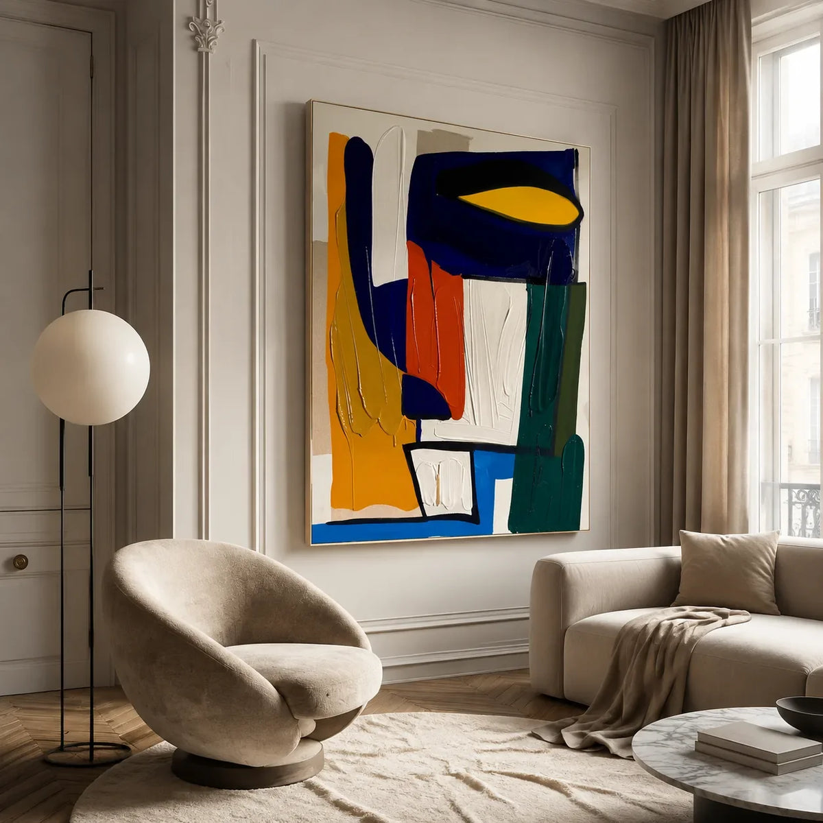 Primary Balance Abstract Wall Art styled interior scene 1 | Olyrel