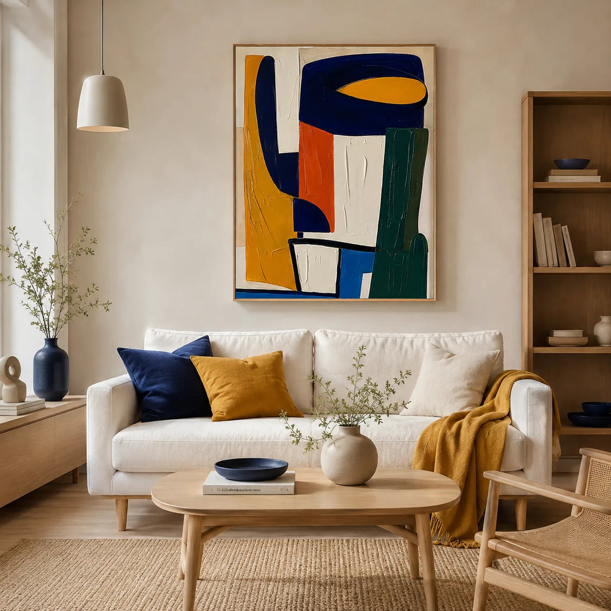 Primary Balance Abstract Wall Art styled interior scene 2 | Olyrel