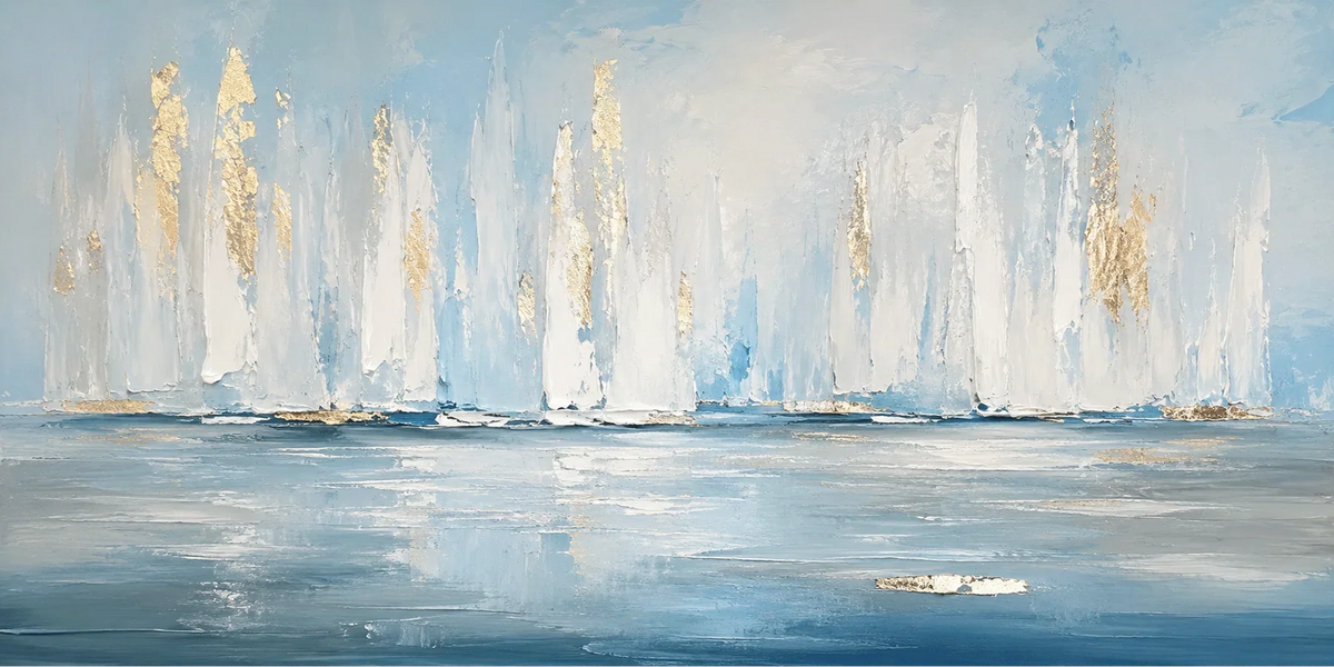 Original artwork view of White Sails Ocean Wall Art | Olyrel