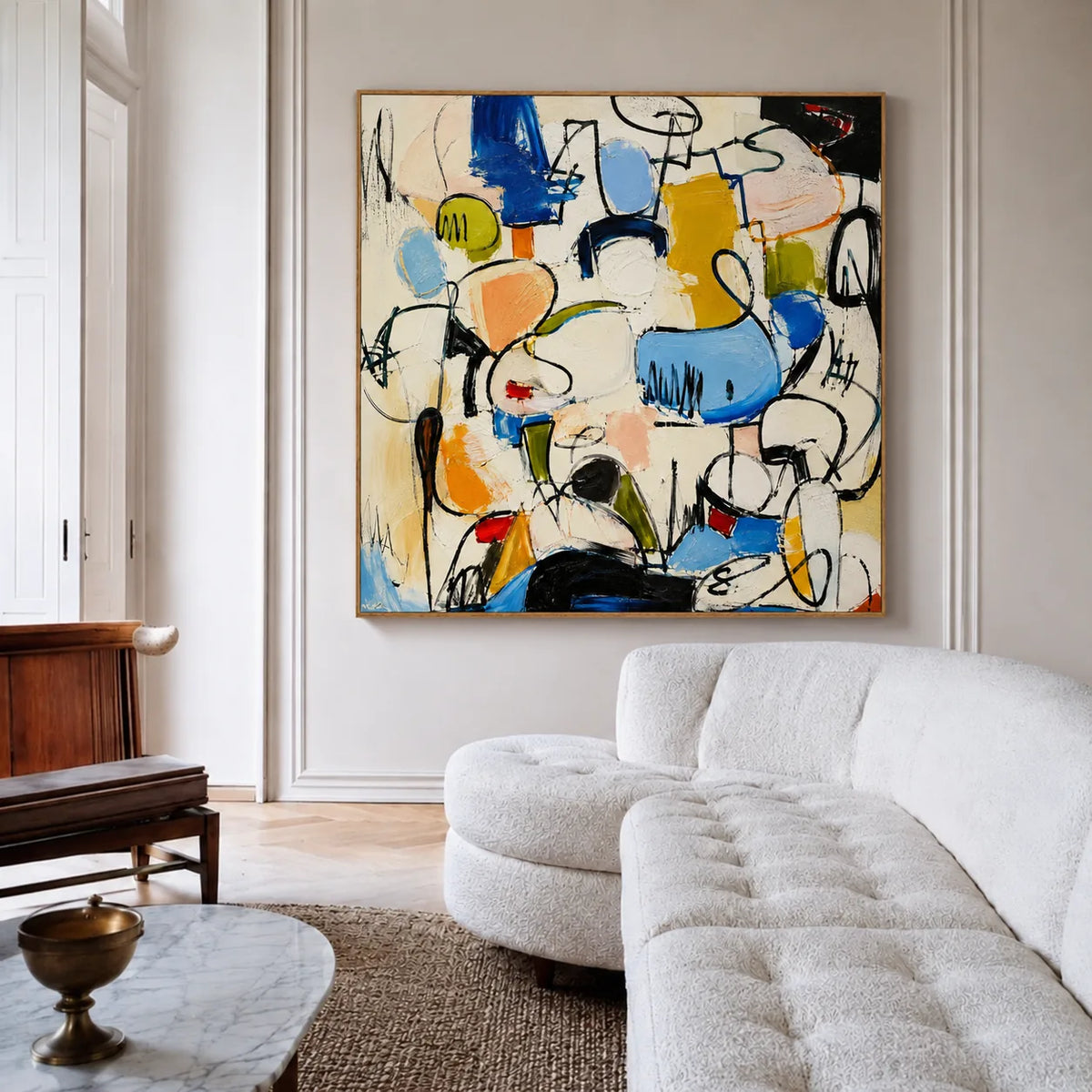 Confetti Line Abstract Wall Art styled interior scene 1 | Olyrel