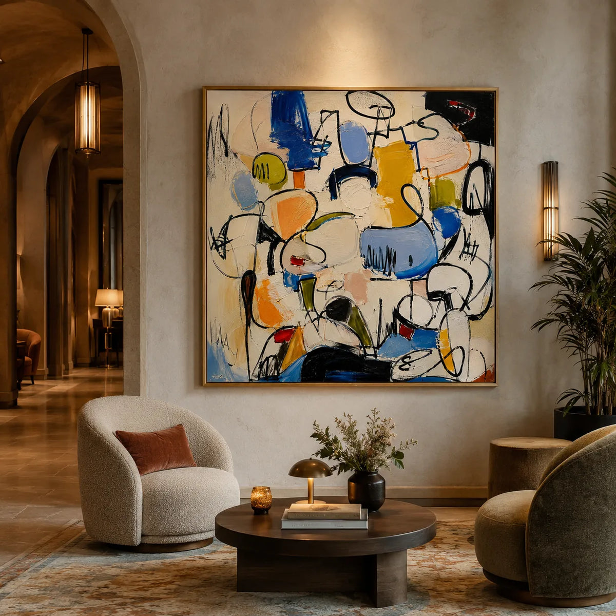 Confetti Line Abstract Wall Art styled interior scene 4 | Olyrel