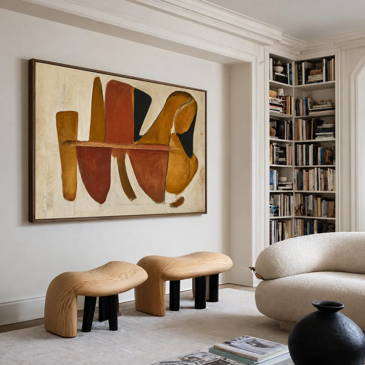 Terracotta Forms Abstract Wall Art styled interior scene 1 | Olyrel