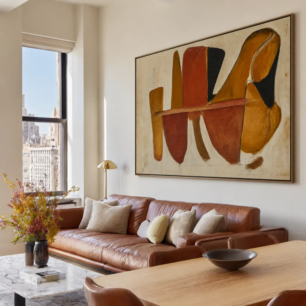 Terracotta Forms Abstract Wall Art styled interior scene 3 | Olyrel