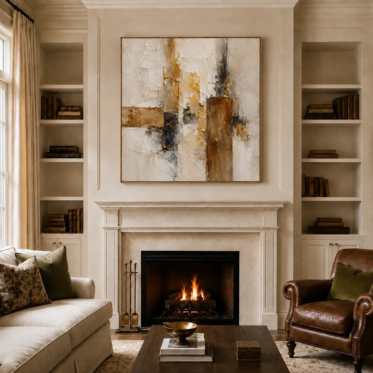 Gilded Structure Abstract Wall Art styled interior scene 6 | Olyrel