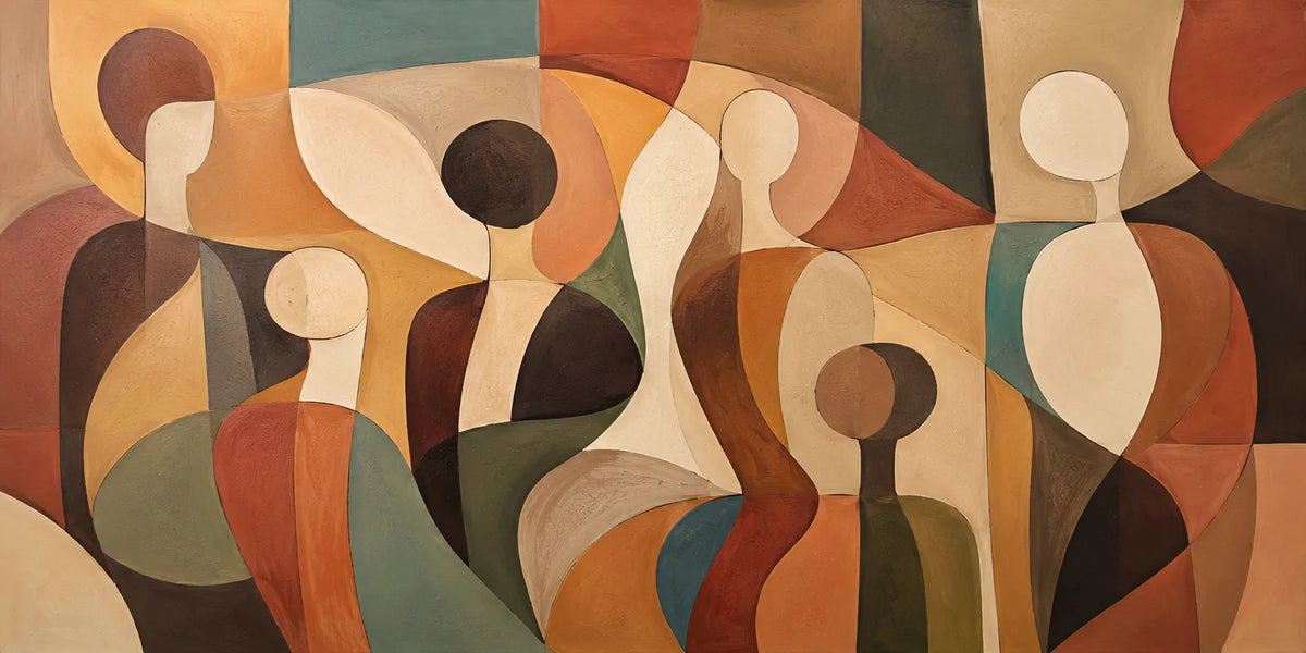 Gathered Figures Panoramic Wall Art artwork view | Olyrel