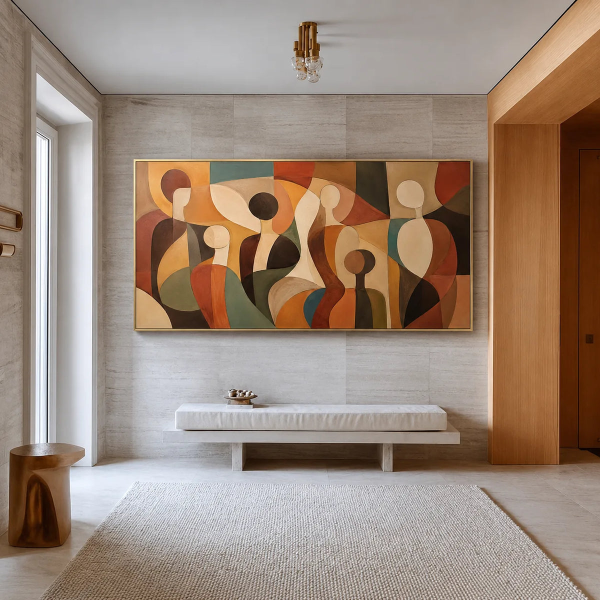 Gathered Figures Panoramic Wall Art styled interior scene 2 | Olyrel