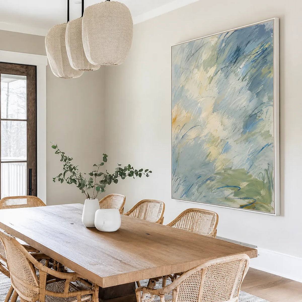 Clouded Current Abstract Wall Art styled interior scene 2 | Olyrel
