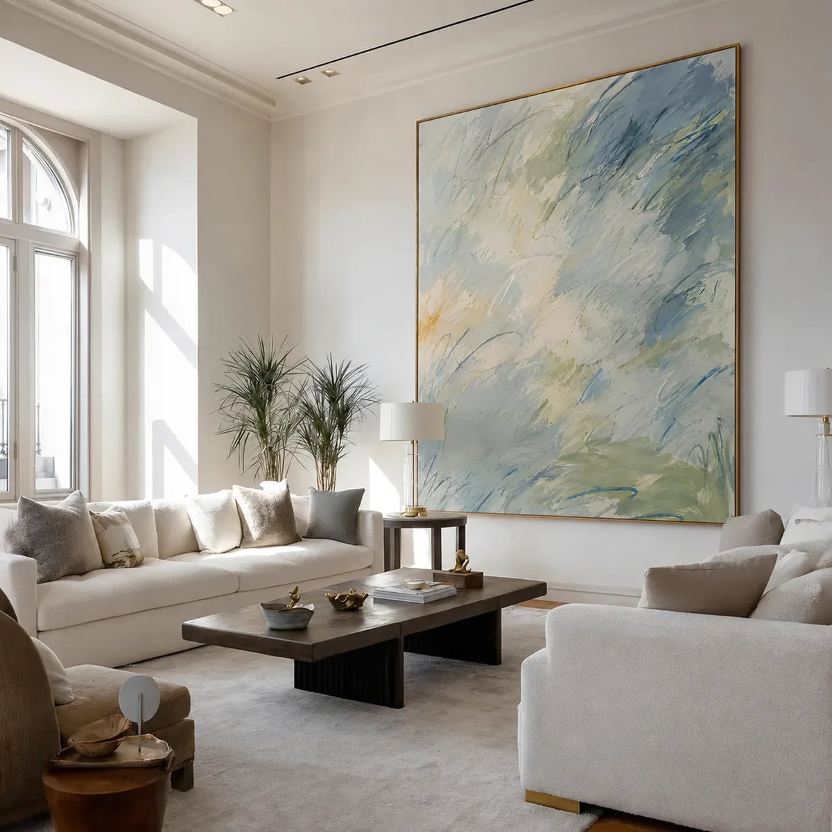 Clouded Current Abstract Wall Art styled interior scene 3 | Olyrel