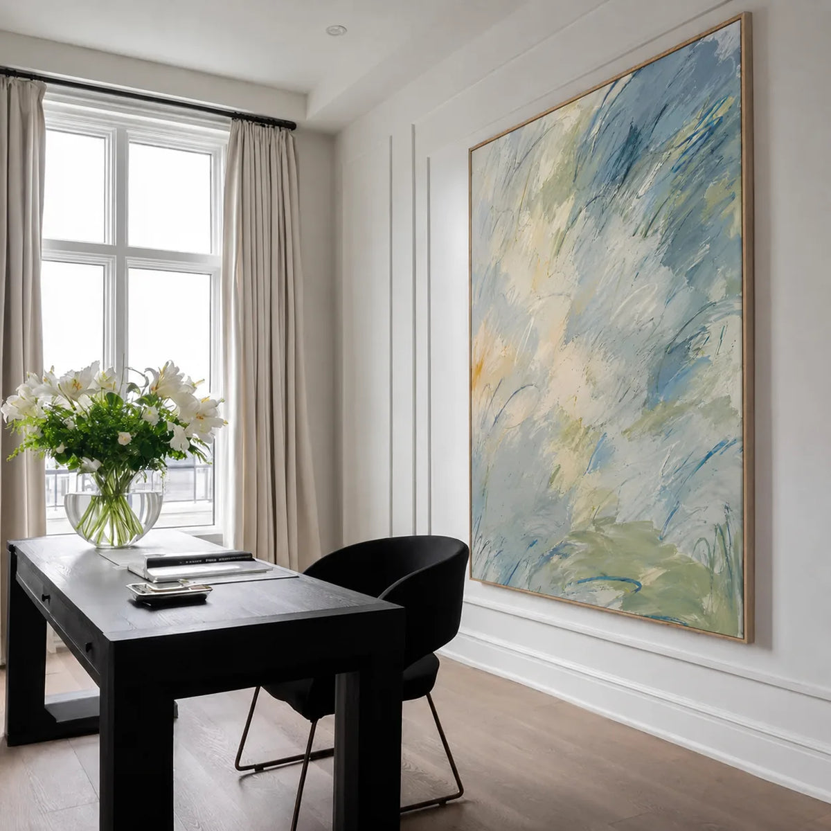 Clouded Current Abstract Wall Art styled interior scene 4 | Olyrel