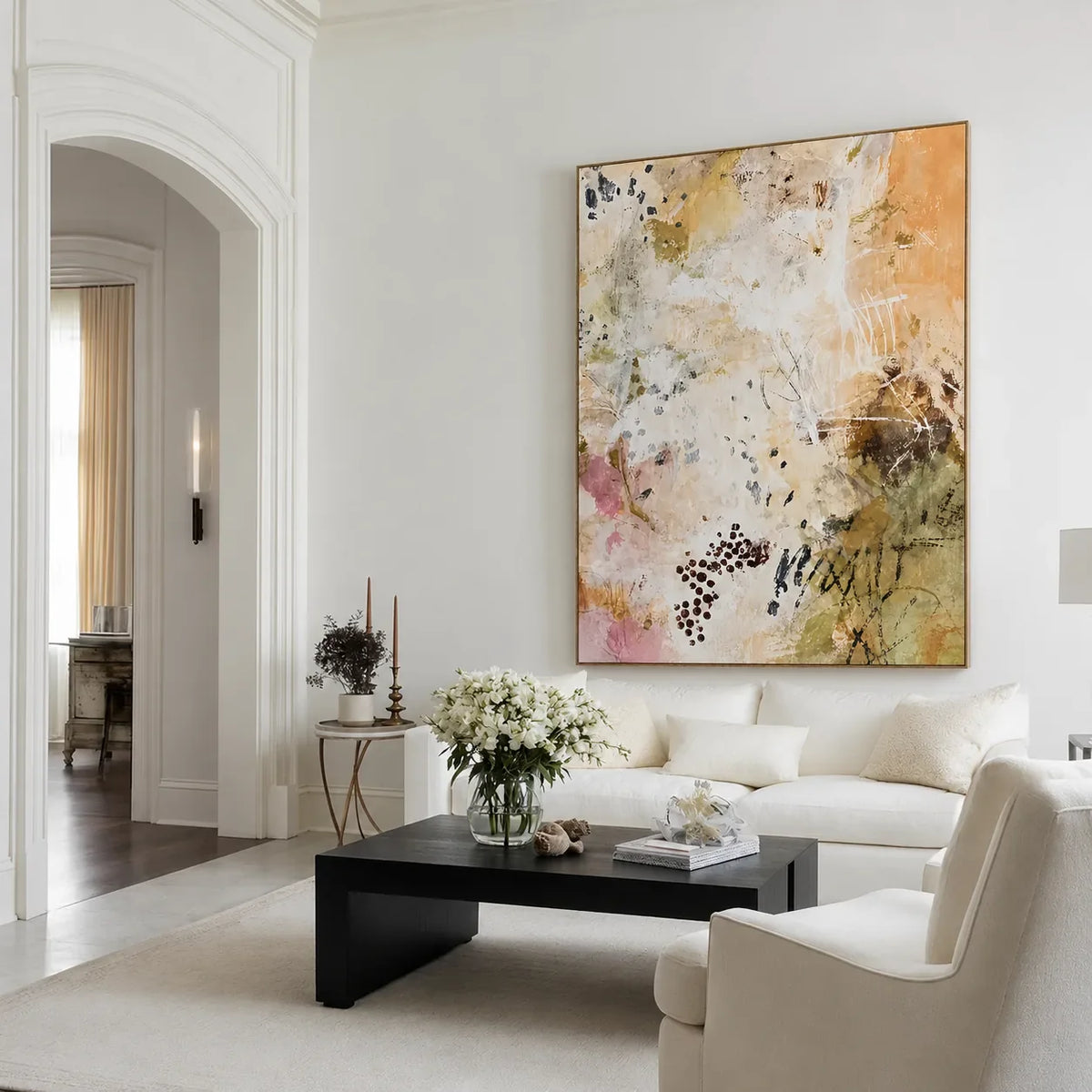 Blush Scatter Abstract Wall Art styled interior scene 5 | Olyrel