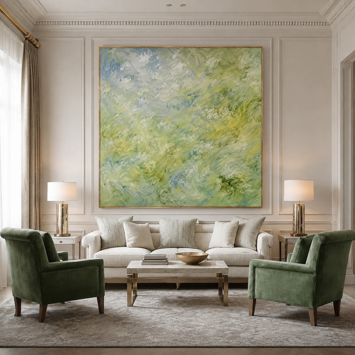 Sage Current Abstract Wall Art styled interior scene 1 | Olyrel
