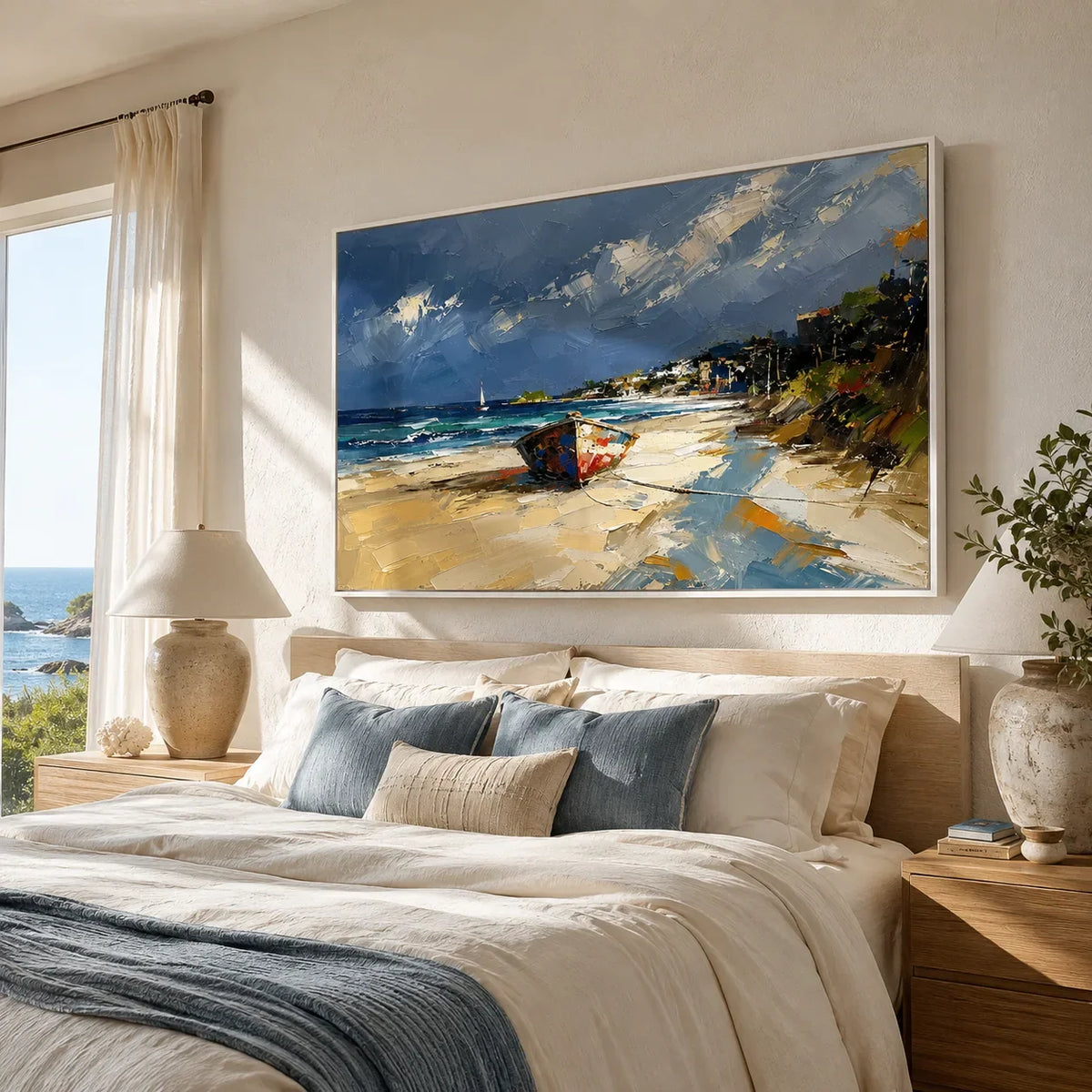 Coastal Path Ocean Wall Art styled in a contemporary entryway | Olyrel