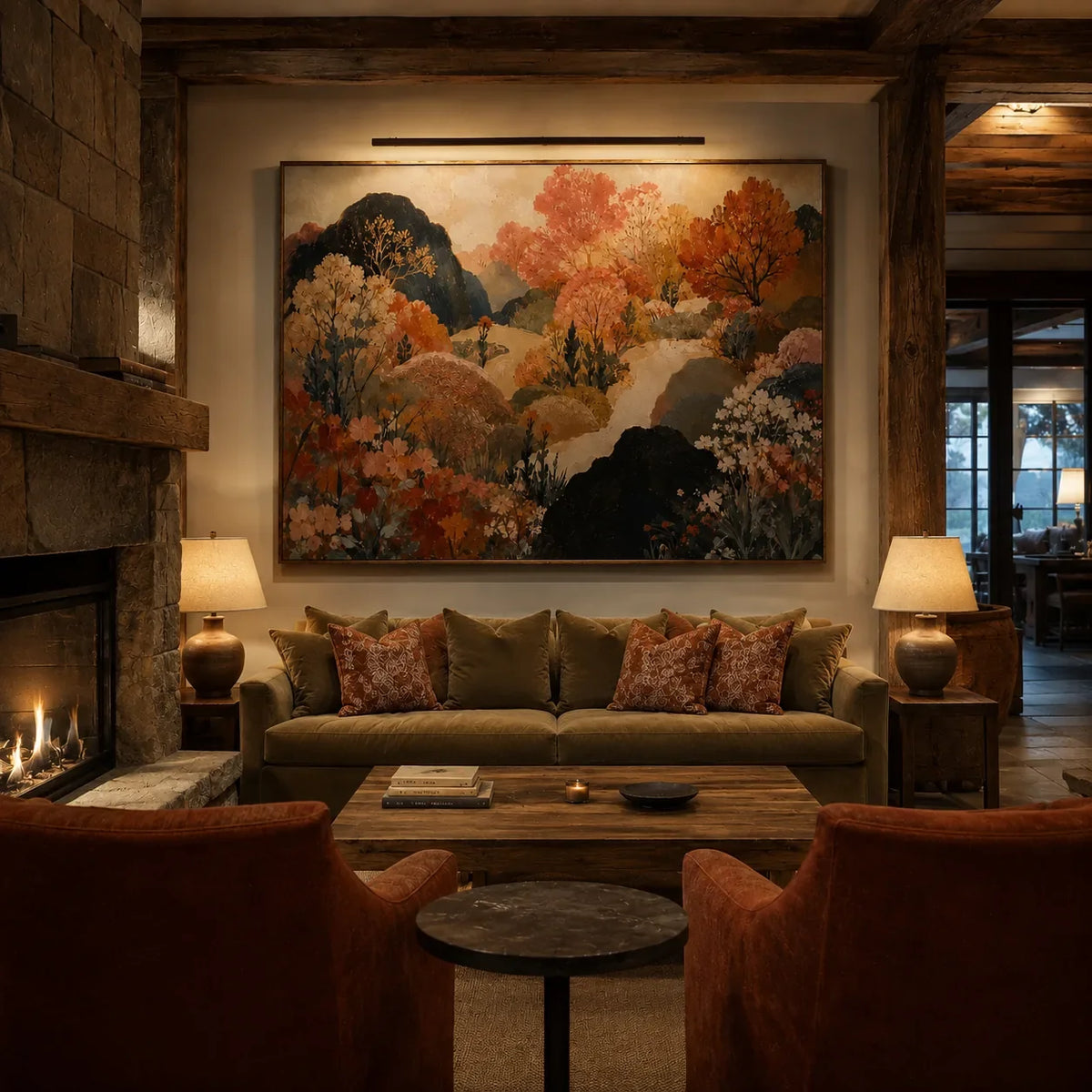 Autumn Canopy Landscape Wall Art styled interior scene 4 | Olyrel
