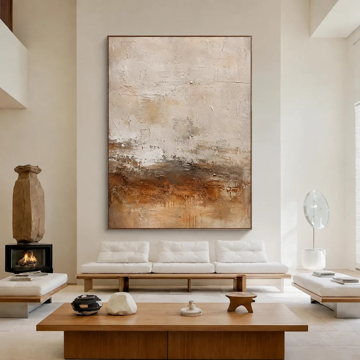 Copper Horizon Abstract Wall Art styled interior scene 2 | Olyrel