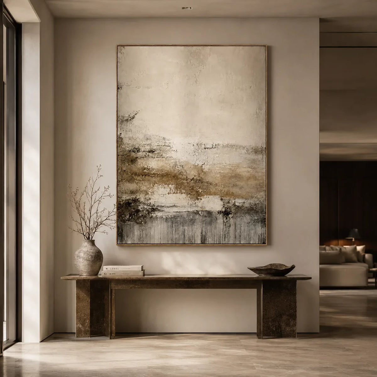Weathered Shore Abstract Wall Art styled interior scene 5 | Olyrel