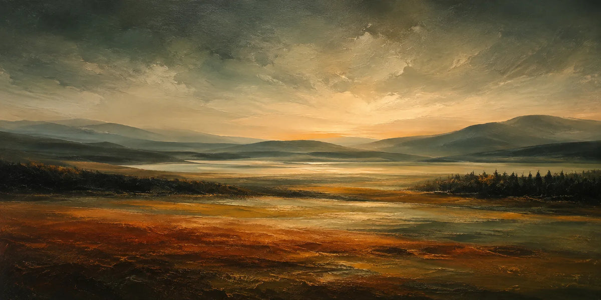 Amber Estuary Landscape Wall Art artwork view | Olyrel