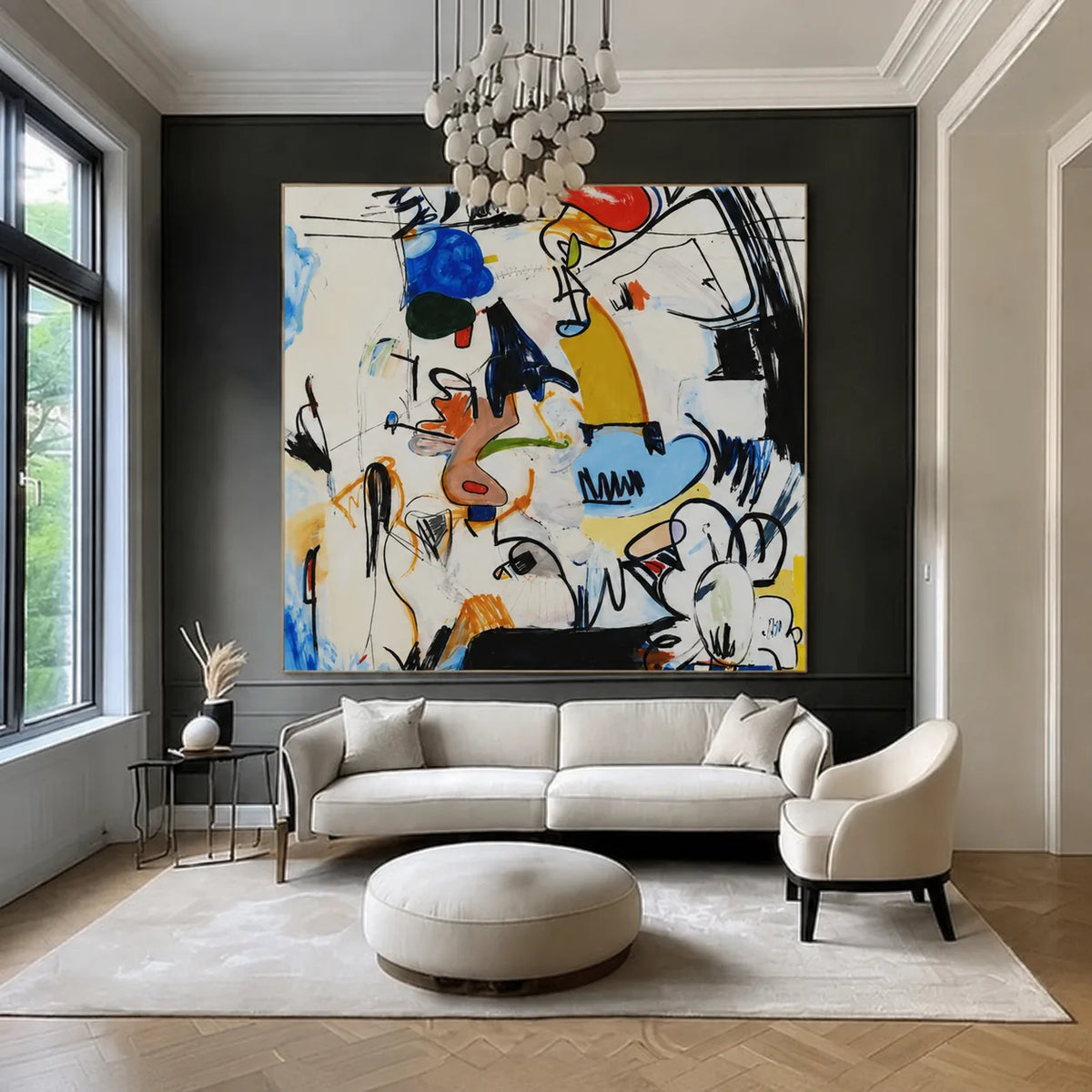 Chromatic Scribble Abstract Wall Art styled interior scene 3 | Olyrel